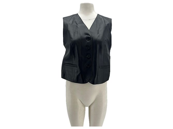 Massimo Dutti Lederjacke Schwarz