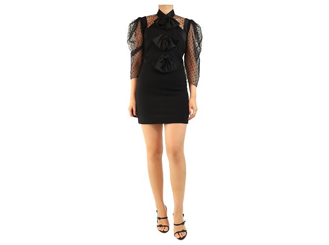 Givenchy Schwarzes Mini-Tüllkleid mit langen Ärmeln - Größe UK 8