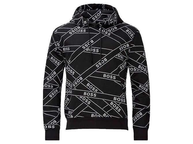 Moletom com capuz Hugo Boss com logo total Preto