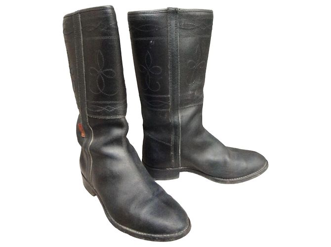Autre Marque Botas de cuero negro Vaquero