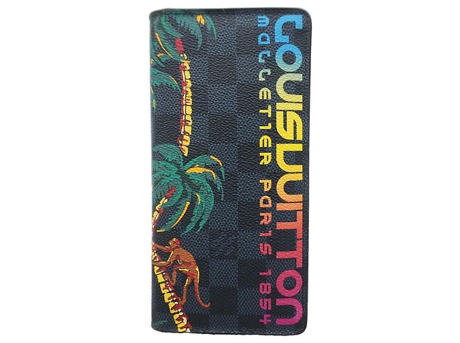 Louis Vuitton Damier Cobalt Portefeuille Brazza Long Wallet Nero Blu navy