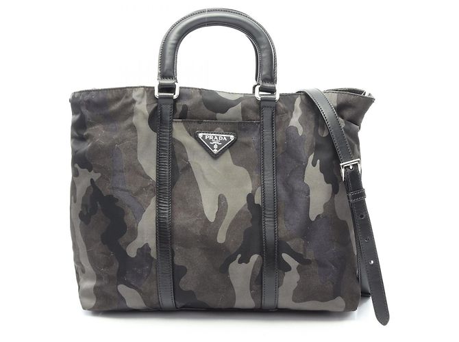 Bolsa 2 Way Prada Camouflage Multicor Caqui