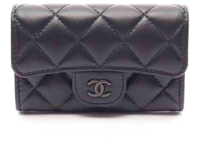 Chanel Visitenkartenetui aus schwarzem Lammleder