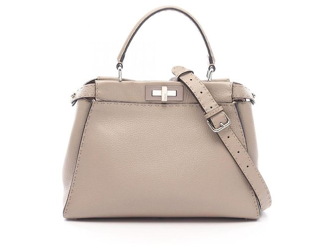 Sac à main 2-Way Fendi Peekaboo Regular Beige