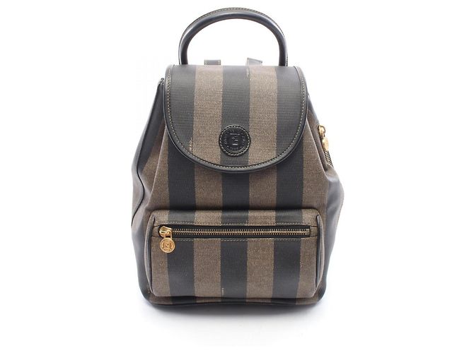 Fendi Pequin Backpack/Handbag Brown Black