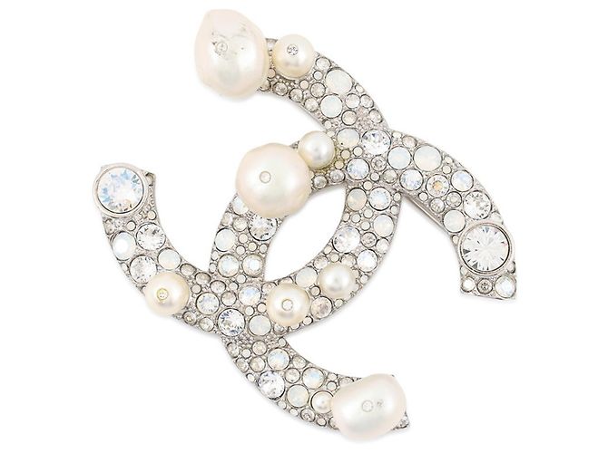Chanel Strassbrosche Silber