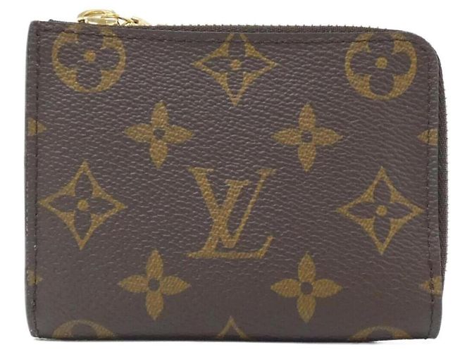 Louis Vuitton Monogram Portefeuille Noir Compact Wallet Marrom Vermelho
