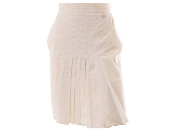 Falda de algodón perforado blanco Chanel 