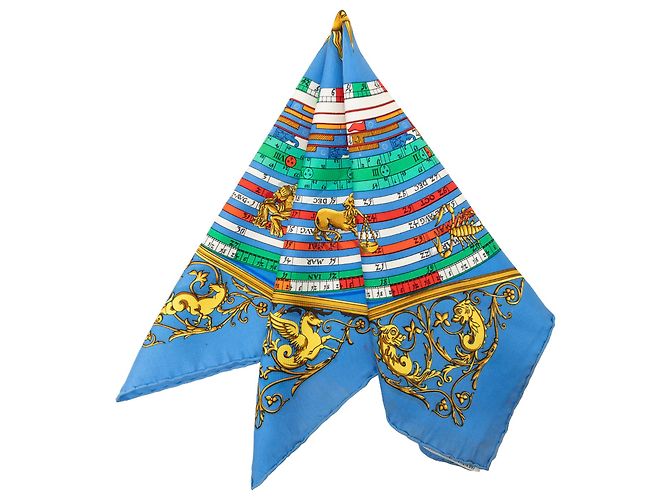 Lenço de seda Hermès Blue Astrologie Dies et Hore Azul