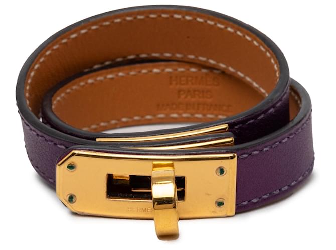 Hermès Purple Swift Kelly Double Tour Bracelet XS 