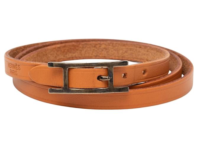 Hermès Brown Swift Hapi 3 Triple Tour Bracelet 