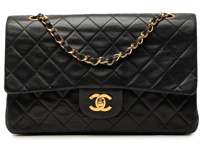 Chanel Black Medium Classic Lambskin Double Flap Noir