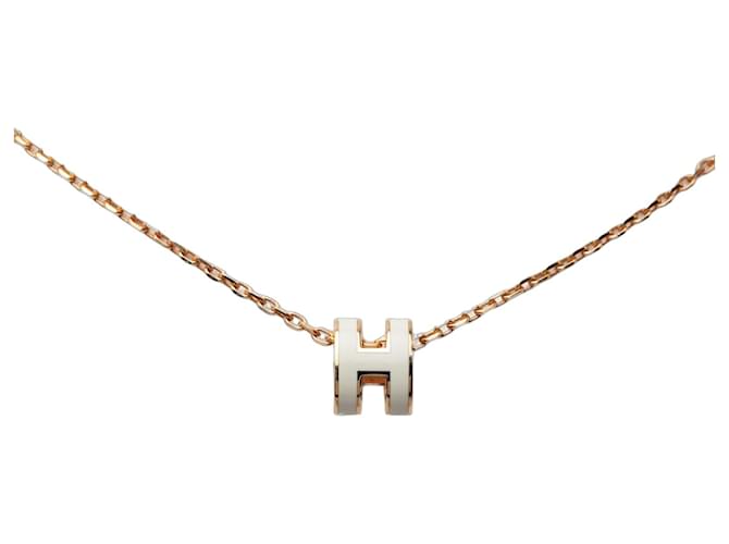Hermès Pink Rose Gold Enamel Mini Pop H Pendant 