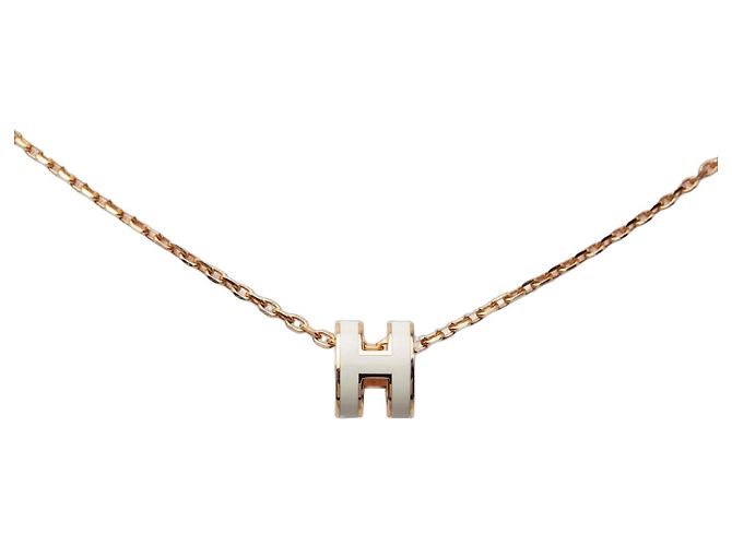 Pingente Mini Pop H em esmalte rosa ouro rosa Hermès