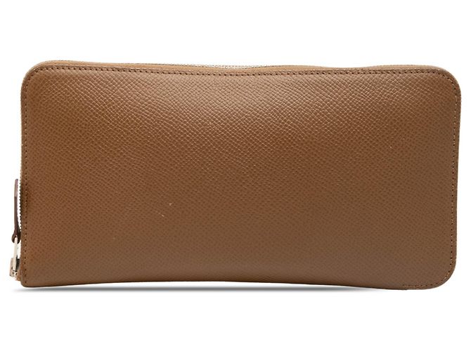 Silk In Portafoglio lungo Hermès Classique in pelle Epsom marrone e seta