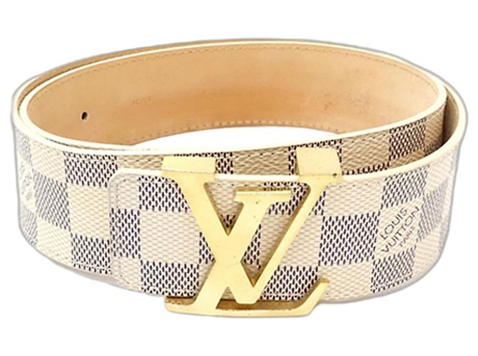 Cinturón Louis Vuitton Damier Azur White Initiales Blanco