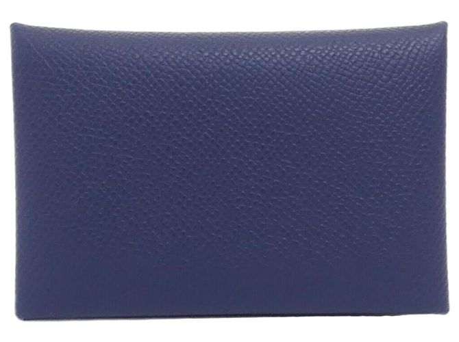 Hermès Hermes Calvi Kartenetui Blau Marineblau