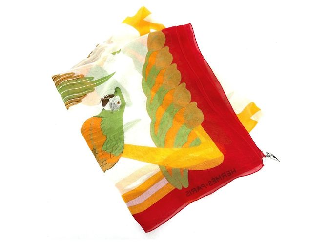 Hermès Stola in cotone multicolore Hermes Rosso Bianco sporco 