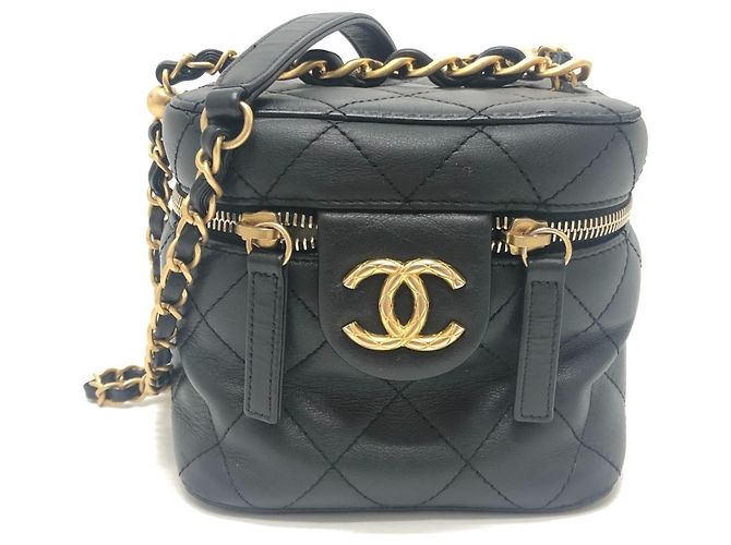 Chanel AS3228 Matelassé Coco Mark 2-Way Vanity Bag Nero