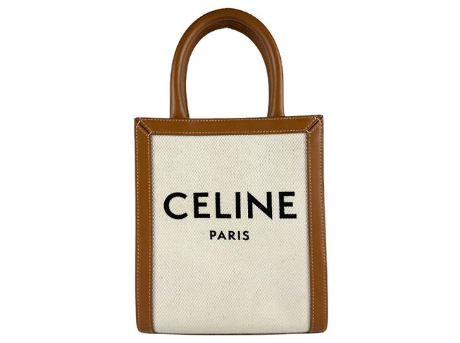 Céline Borsa a tracolla Celine Mini Vertical Cabas Marrone Crudo 