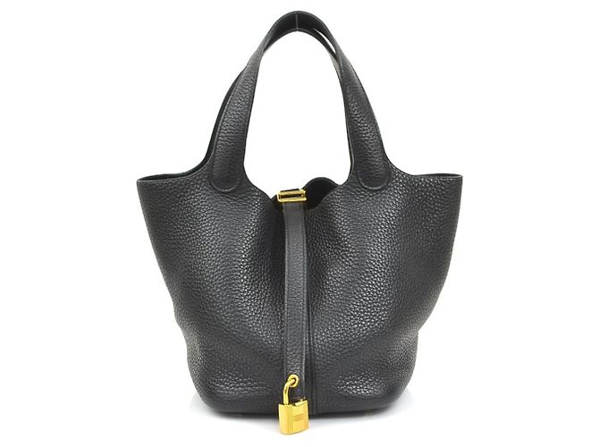 Hermès Bolsa Hermes Picotin Lock PM 18 em couro Taurillon Clemence preto