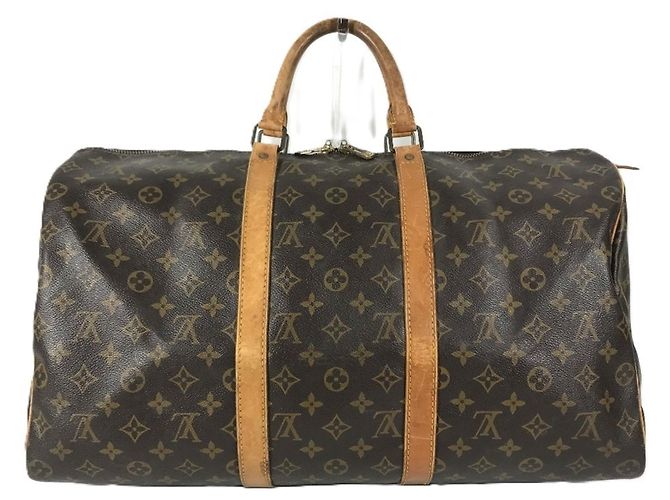 Bolso de viaje Louis Vuitton Monogram Keepall 50 Castaño Monograma