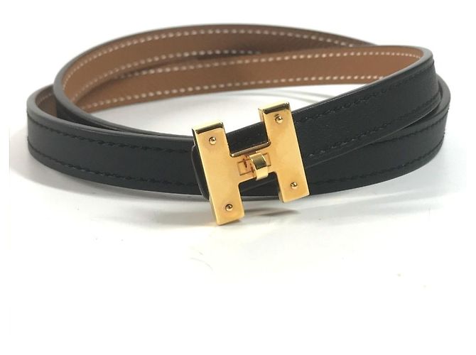 Hermès HERMES Mini H Kelly Belt in Epsom Swift Black