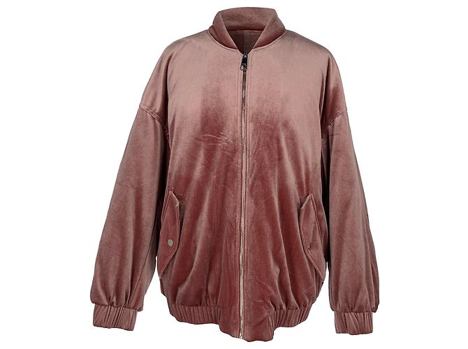 Giacca bomber con zip Hugo Boss in velluto rosa Marrone