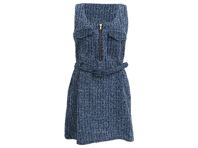 Self portrait Mini abito in denim testurizzato Self-Portrait in cotone blu