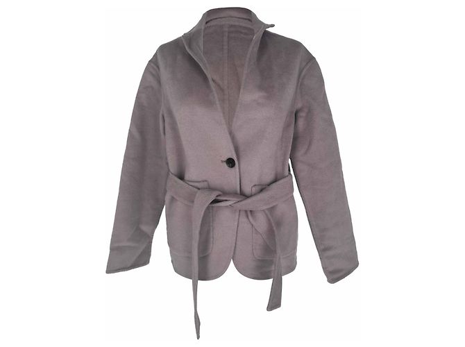 Blazer com cinto Gucci em lã cinza