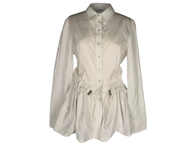 Alexander Mcqueen Button-Down Mini Flared Dress aus weißer Baumwolle Roh