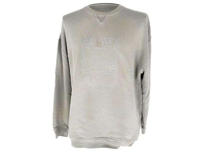 Loewe Sweatshirt mit besticktem Logo aus grauer Baumwolle