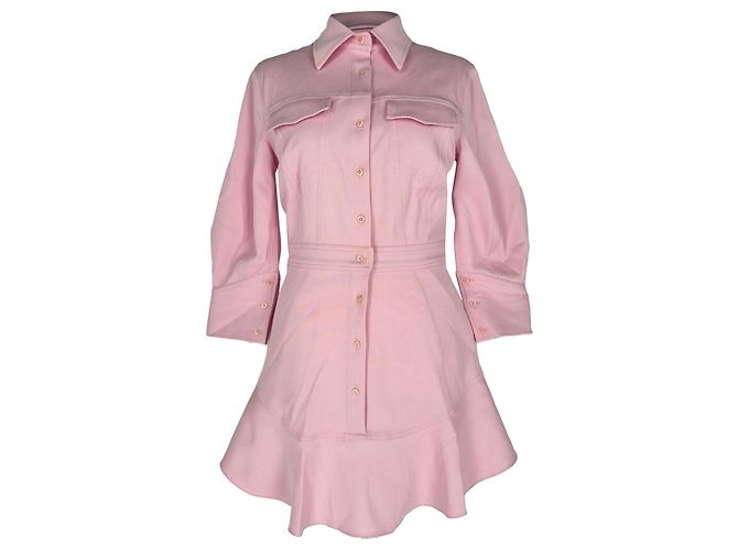 Autre Marque Vestido camisa mini em piqué de algodão rosa Brandon Maxwell Marrom