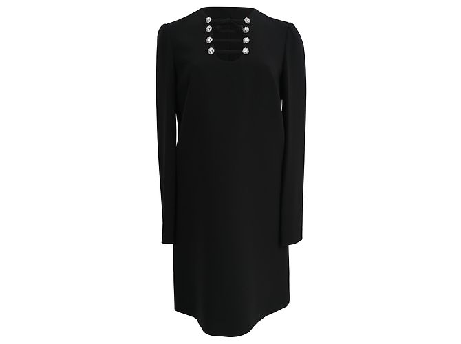 Mini abito a maniche lunghe Miu Miu in triacetato nero