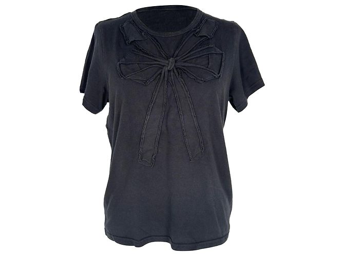 Marc Jacobs T-Shirt aus schwarzer Baumwolle mit Schleifendetails Grau