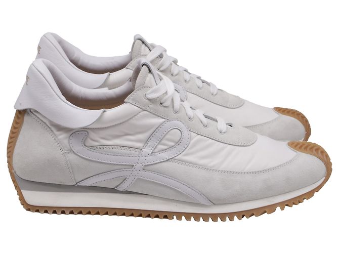 Baskets Loewe Flow Runner en daim blanc Écru