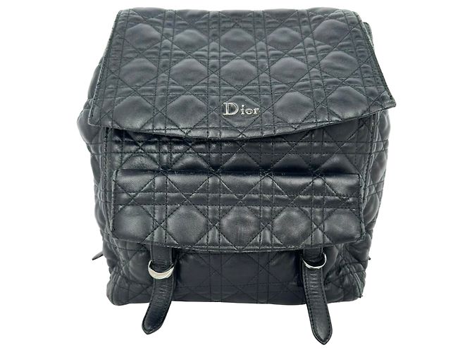 Dior Stardust Cannage Quilted Backpack in Black Lamb Leather