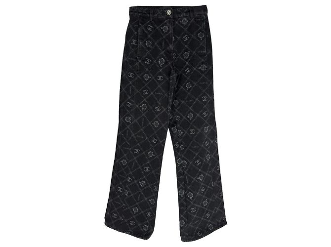 Timeless Jeans a gamba dritta con logo Chanel in cotone multicolore