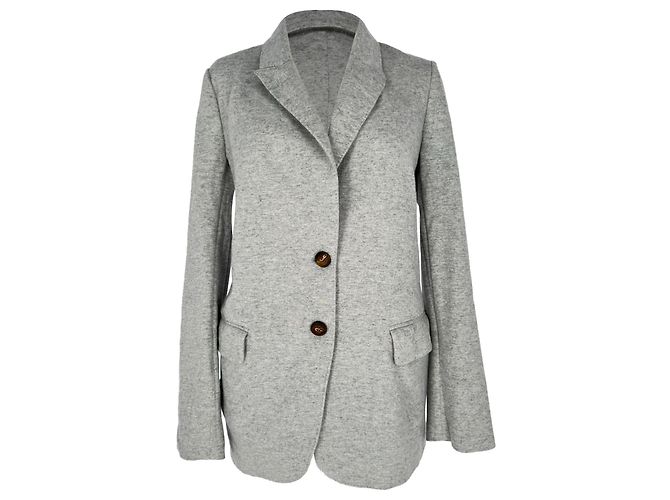 Brunello Cucinelli Single-Breasted Blazer in Grey Cashmere