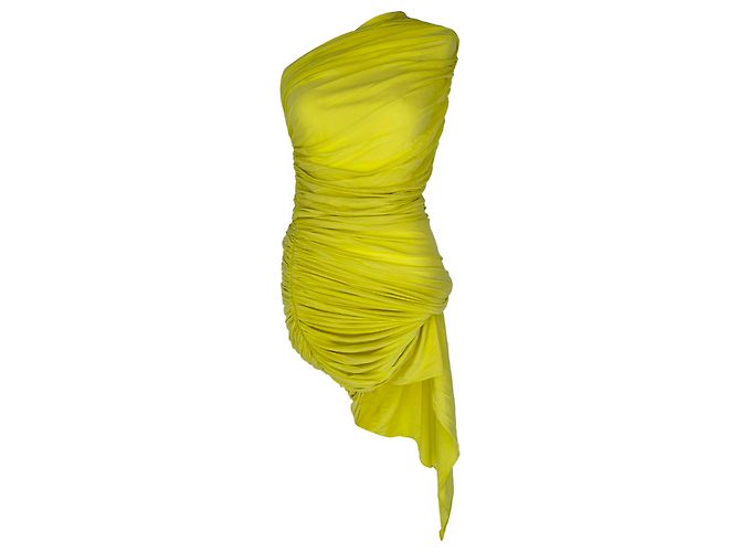 Vestido maxi Second Skin drapeado em viscose amarela Alaïa Amarelo