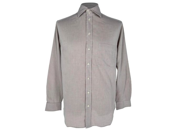 Giorgio Armani Le Collezioni Button-Down-Hemd aus beigem Baumwollstoff