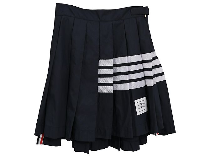 Minifalda plisada Thom Browne de 4 rayas en poliamida negra Negro