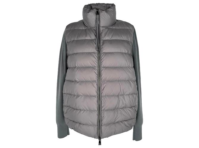 Giacca in maglia imbottita con zip Moncler in poliamide grigio