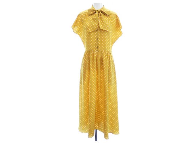 Céline Vestido de seda Celine 2R47B966H Branco Amarelo