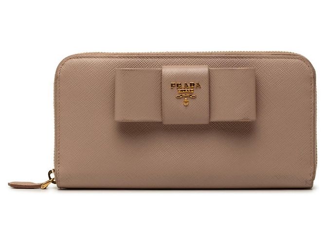 Prada Saffiano Rundum-Reißverschluss-Langgeldbörse Beige