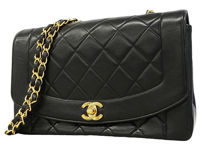 Bolsa de Alça Chanel Diana Chain Preto
