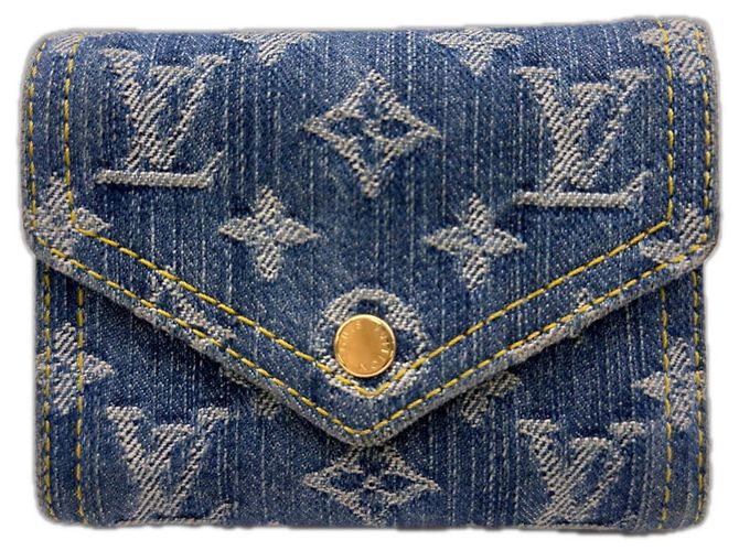 Louis Vuitton Monogram Denim Tri-fold Wallet Blue