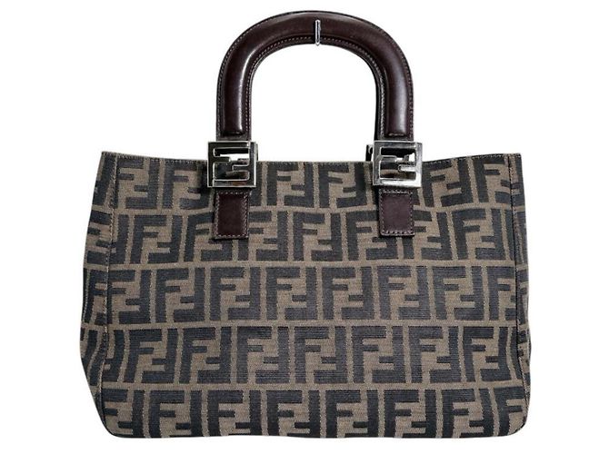 Borsa a Spalla Fendi Zucca Canvas Marrone
