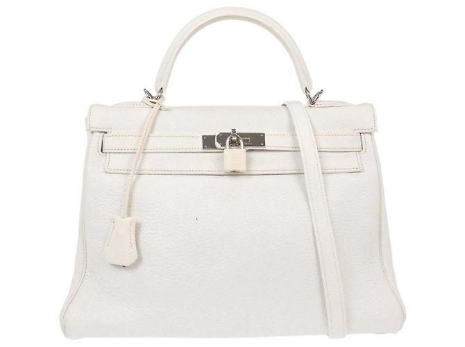 Hermès Hermes Kelly retourné Clémence Taurillon Weiß