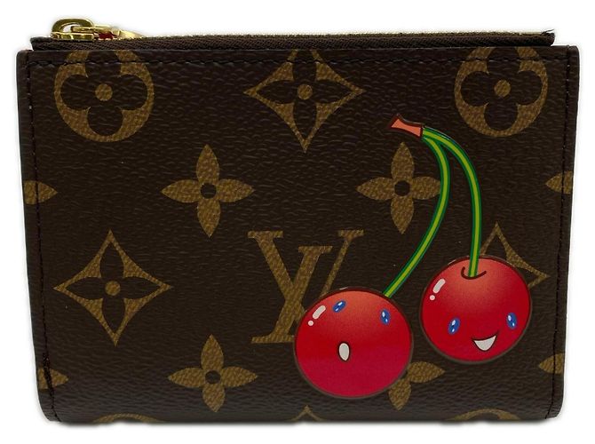 Cartera mini trifold Louis Vuitton LV Bloom Castaño Roja Beige